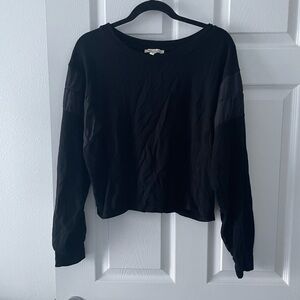 Express Women's Black Cropped Sweatshirt